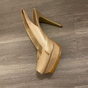 Pink nude Bebe sling back heels Zahara